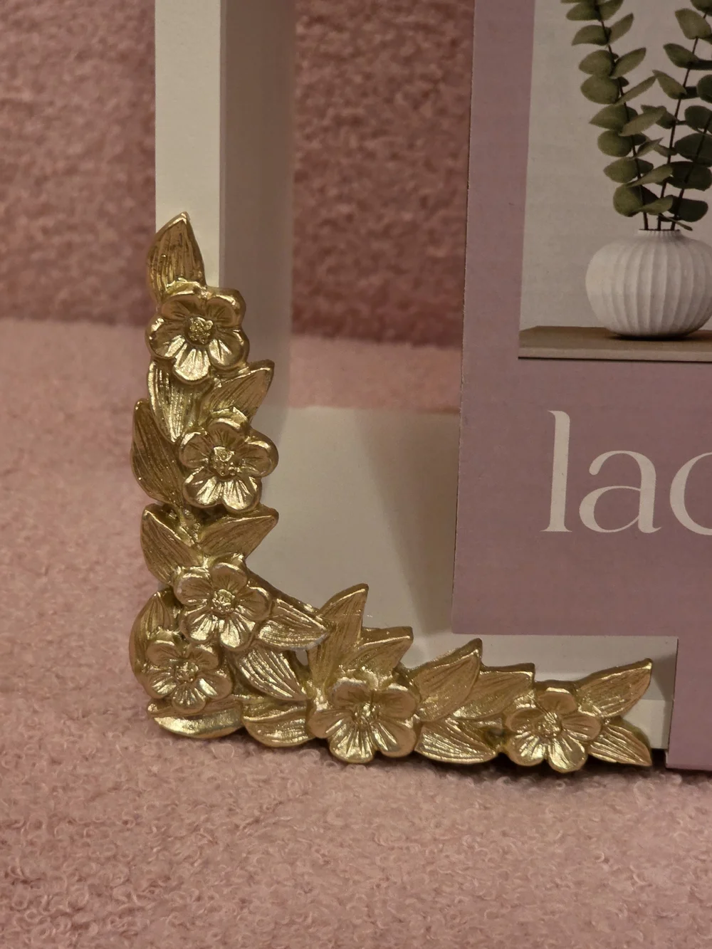 Lace & Laurie White Decorative Wall Shelf with Gold Accents